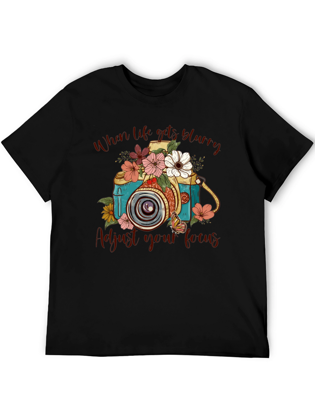 Floral Camera Graphic Tee - Adjust Your Focus