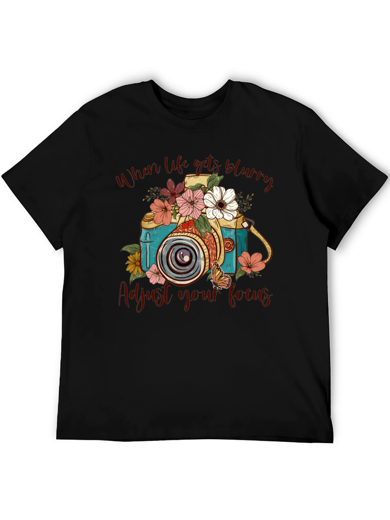 Floral Camera Graphic Tee - Adjust Your Focus