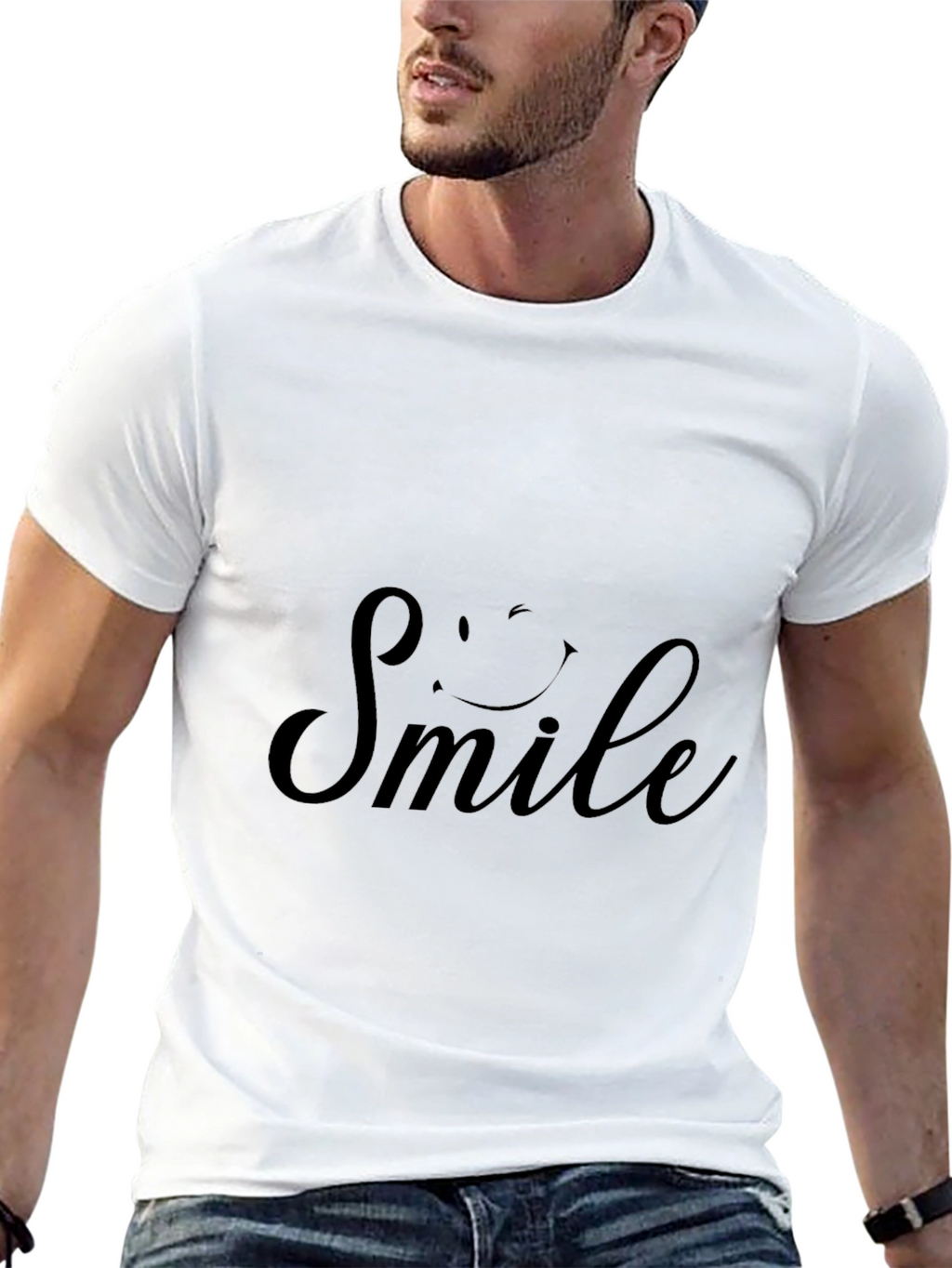 Smile Graphic Print Crew Neck T-Shirt
