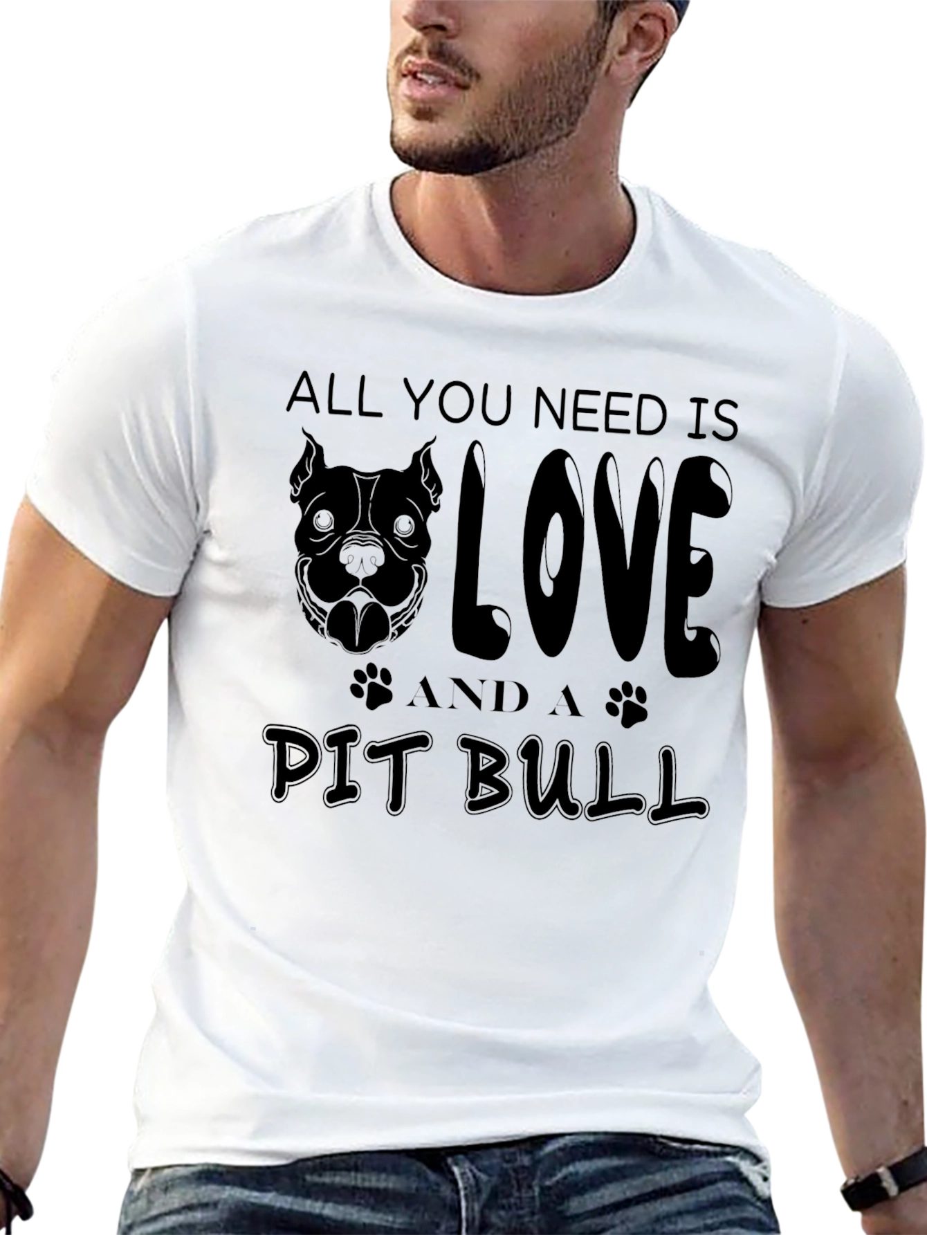 Love and a Pit Bull T-Shirt - Black