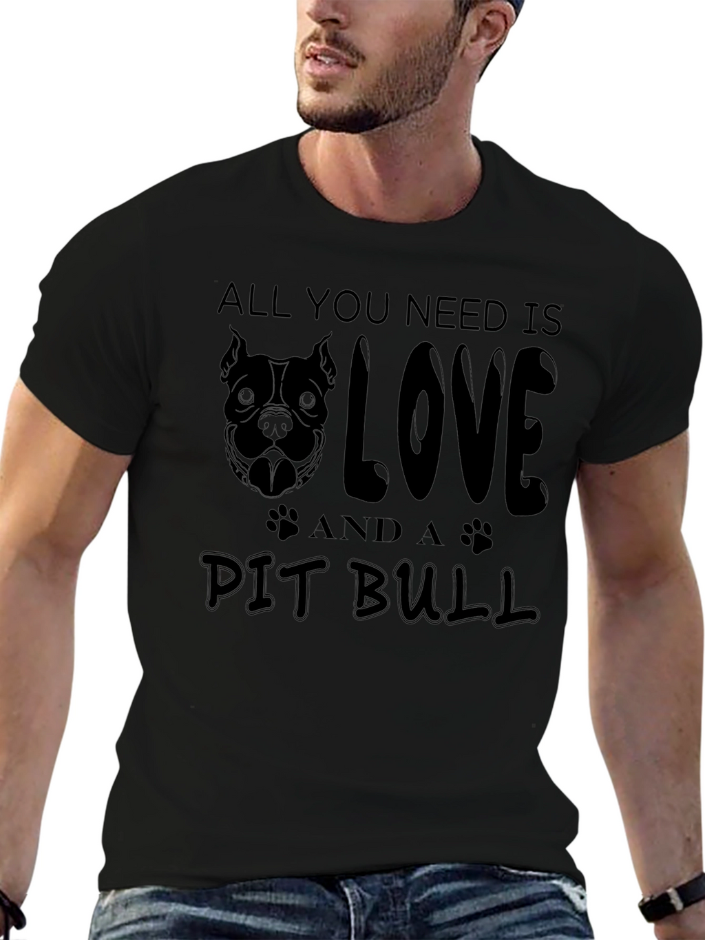 Love and a Pit Bull T-Shirt - Black