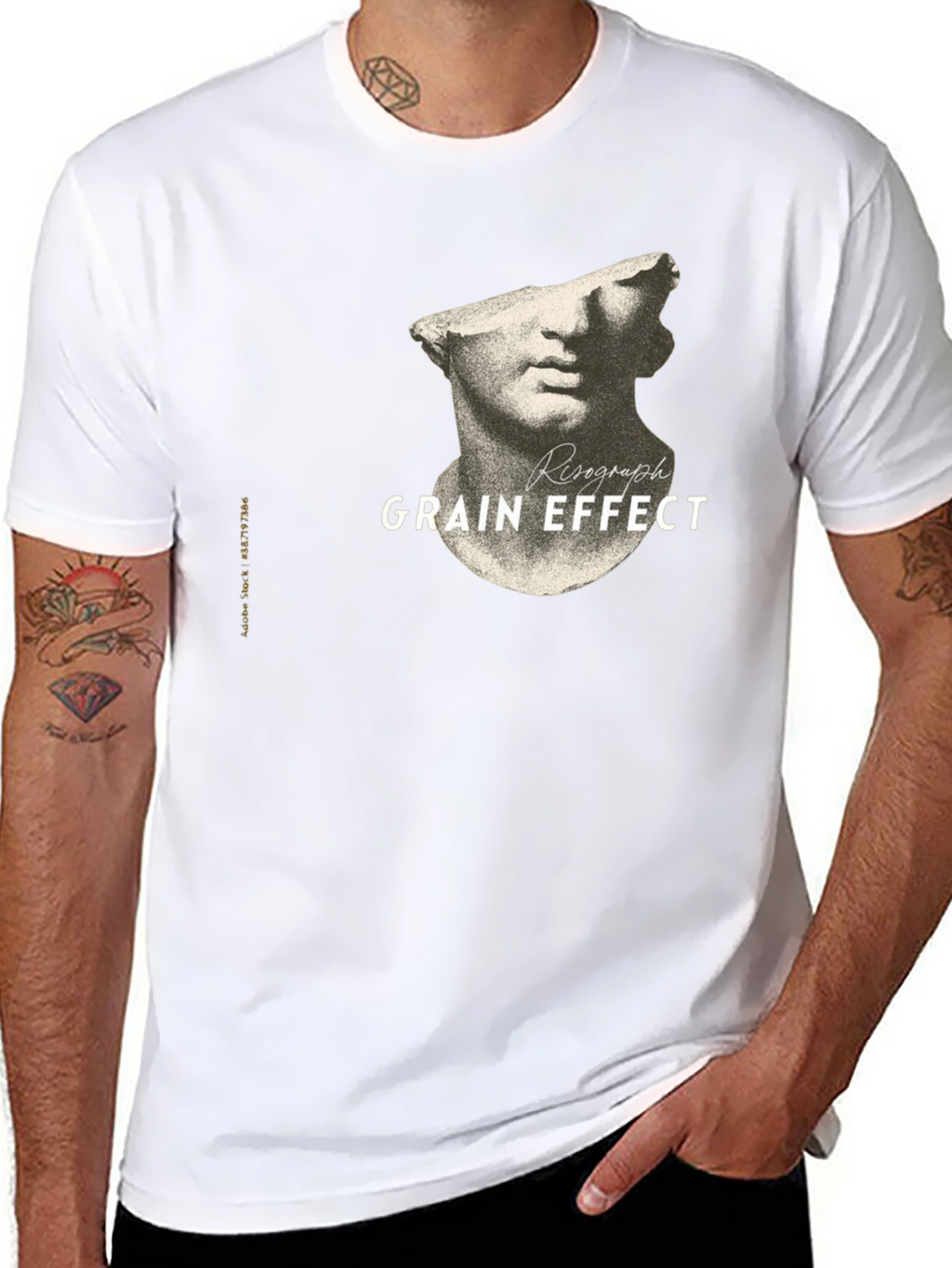 Risograph Grain Effect Black T-Shirt