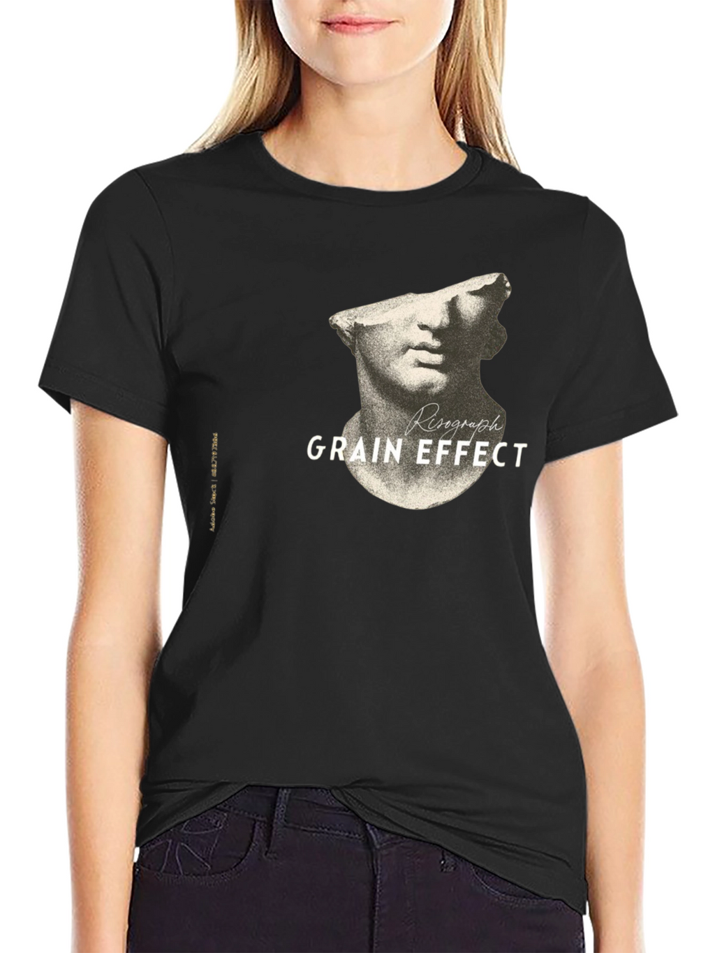 Risograph Grain Effect Black T-Shirt