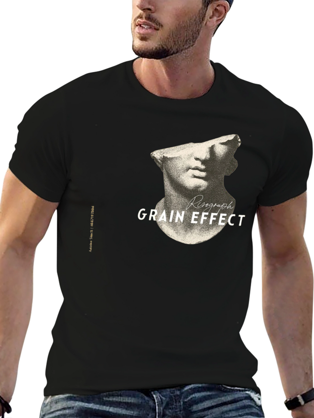 Risograph Grain Effect Black T-Shirt