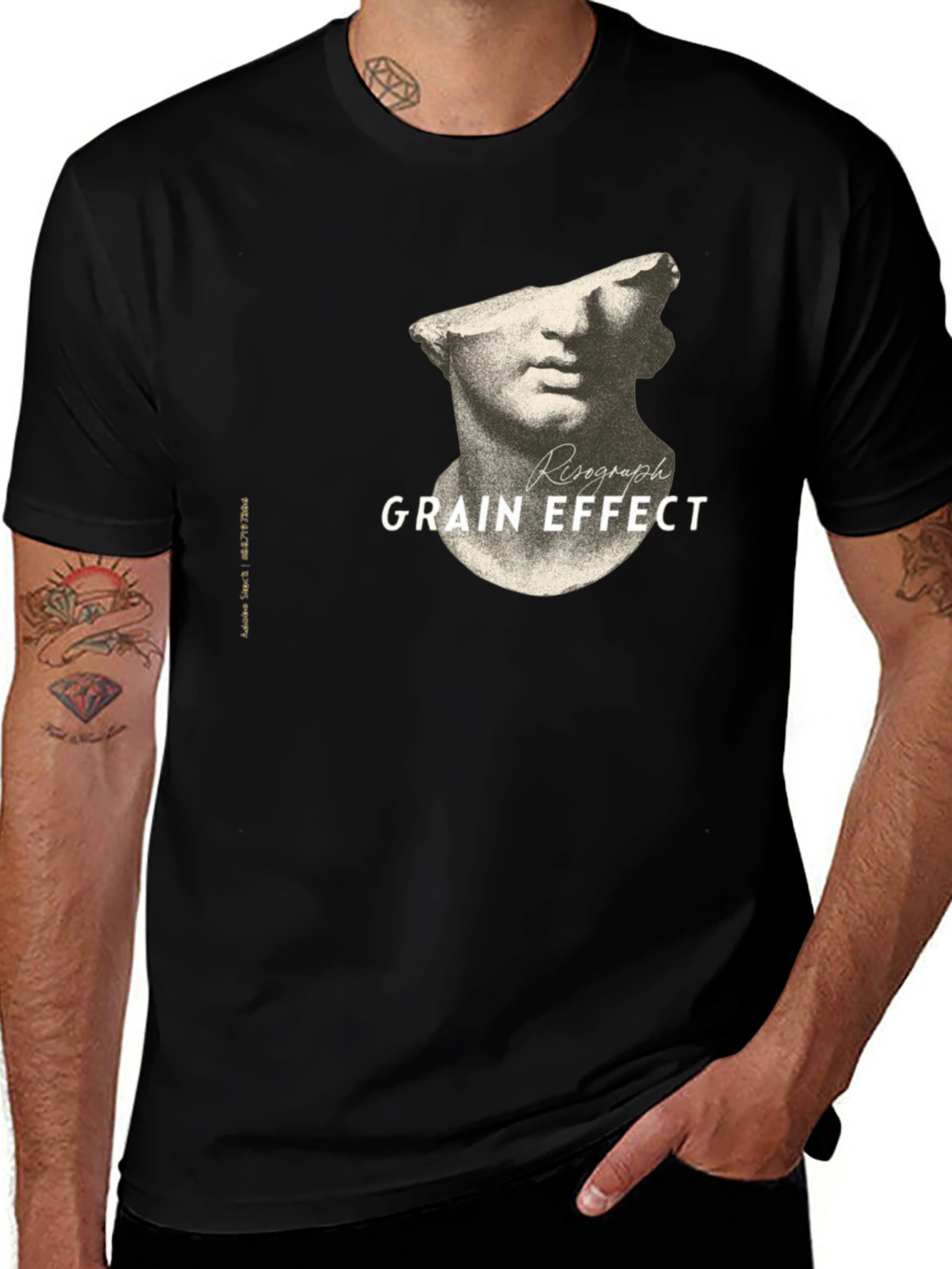 Risograph Grain Effect Black T-Shirt