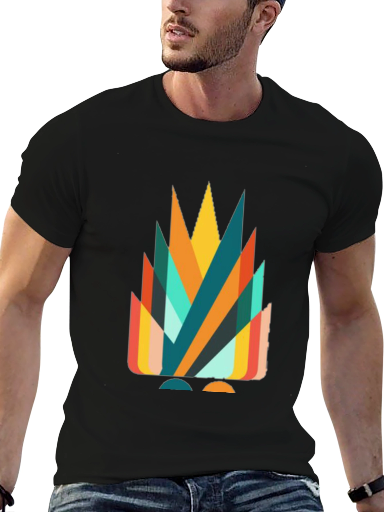 Geometric Abstract Graphic Tee - Stylish Casual Wear