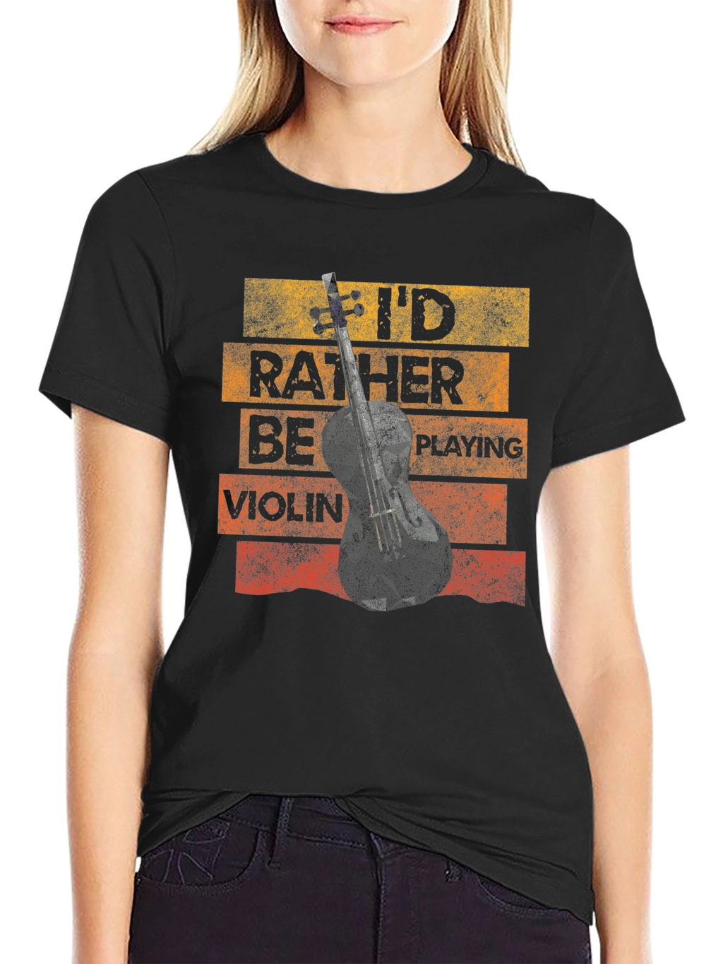 Id Rather Be Playing Violin Novelty T-Shirt