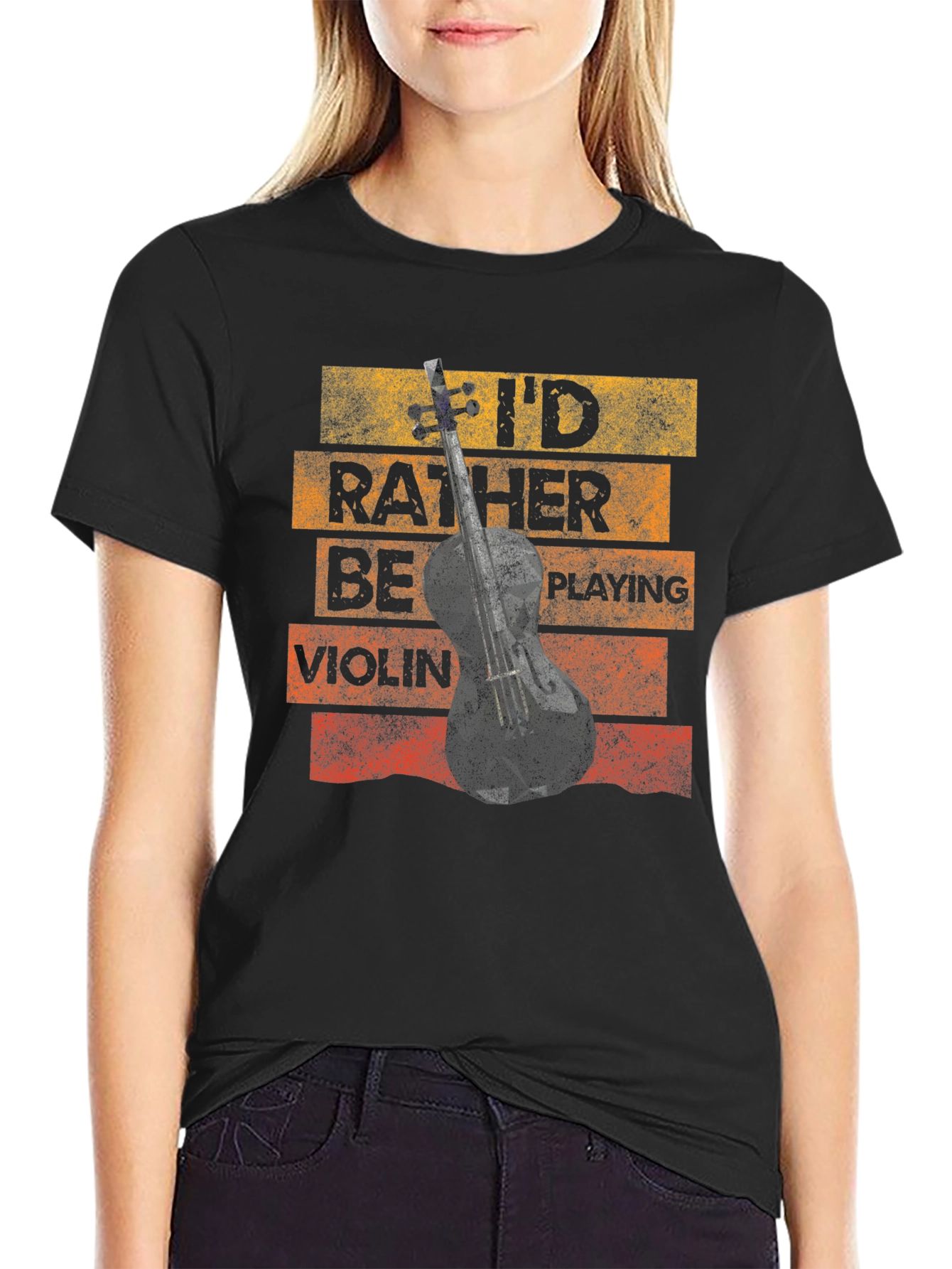 Id Rather Be Playing Violin Novelty T-Shirt