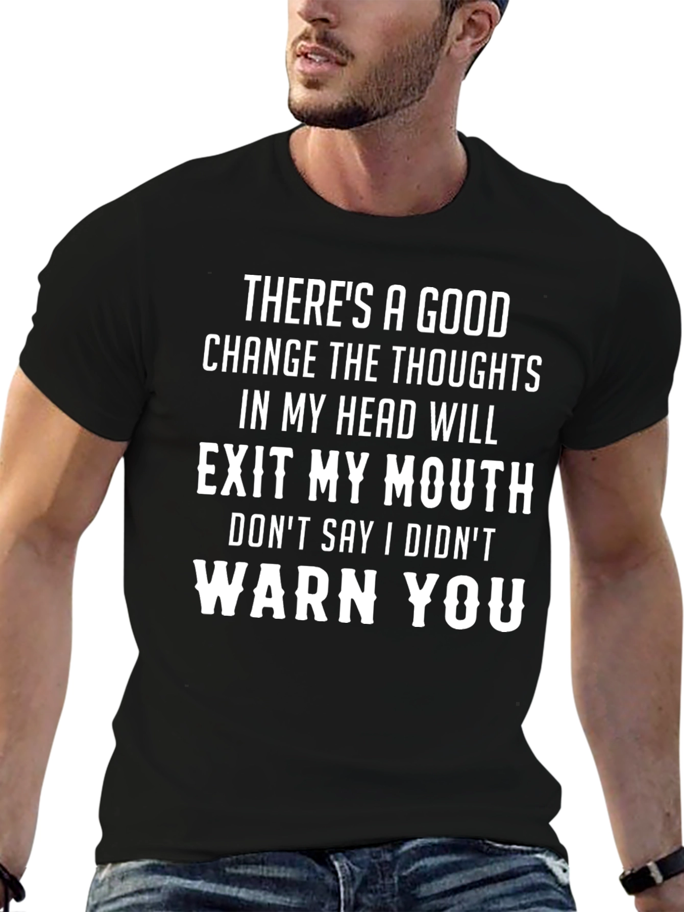 Funny Warning T-Shirt: Thoughts Exit My Mouth