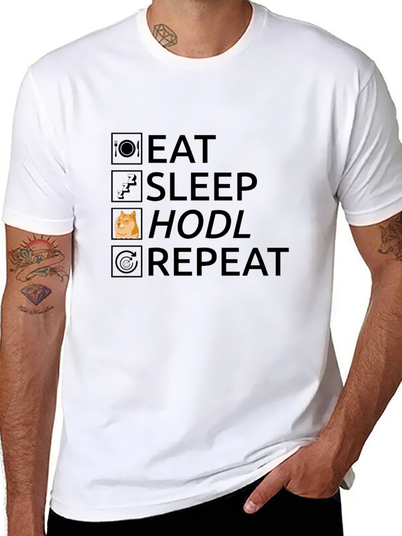 Eat Sleep Hodl Repeat - Meme T-Shirt