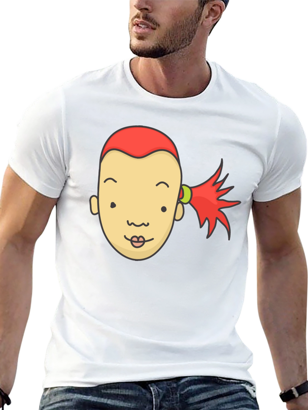Cartoon Face Graphic Tee - Black Unisex T-Shirt