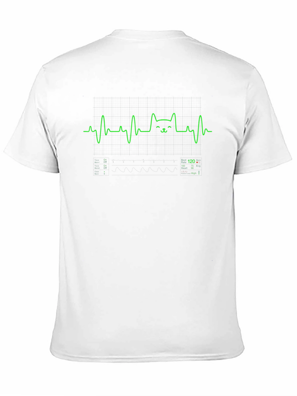 Cat EKG Heartbeat Black Graphic Tee