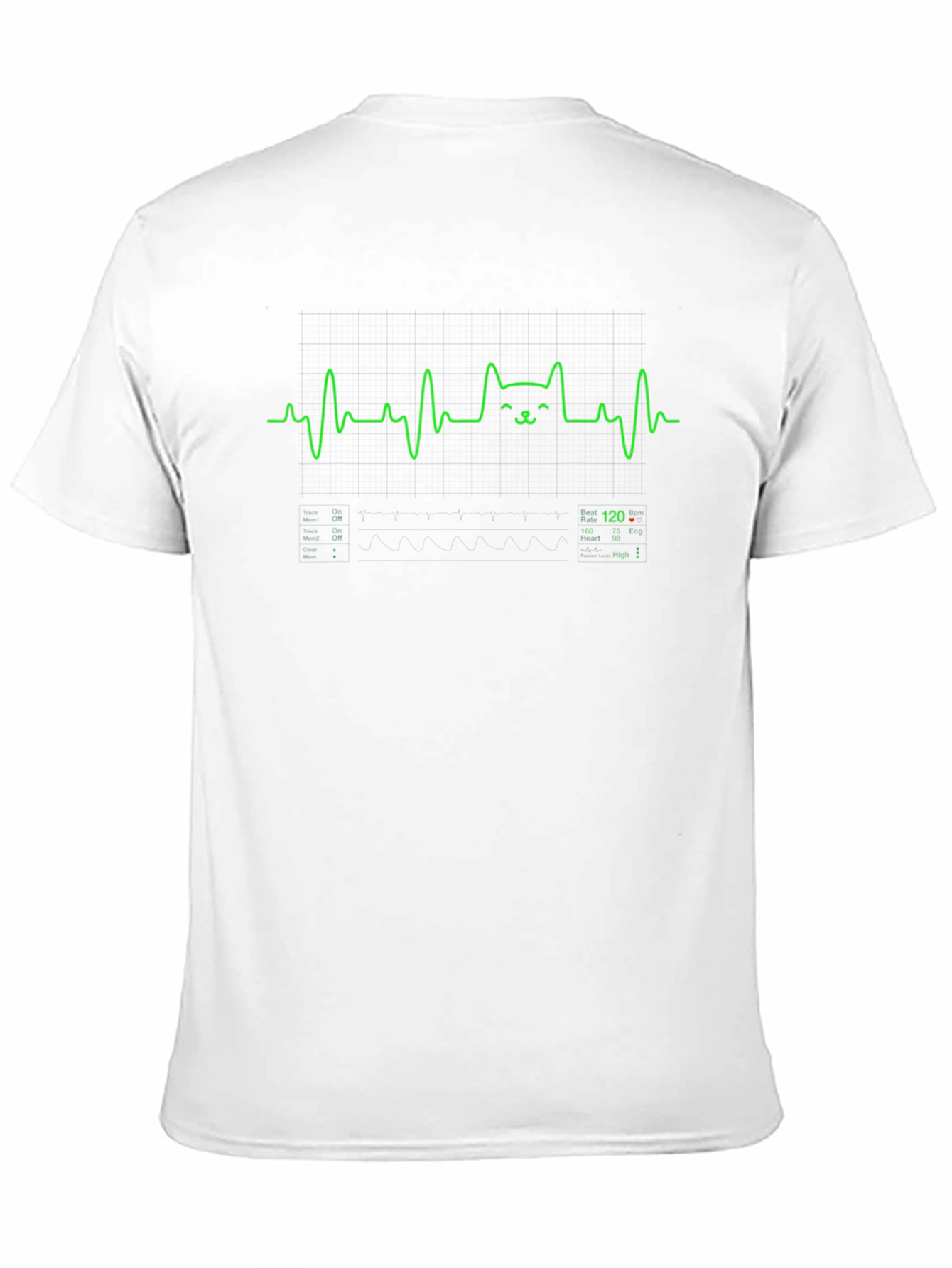 Cat EKG Heartbeat Black Graphic Tee