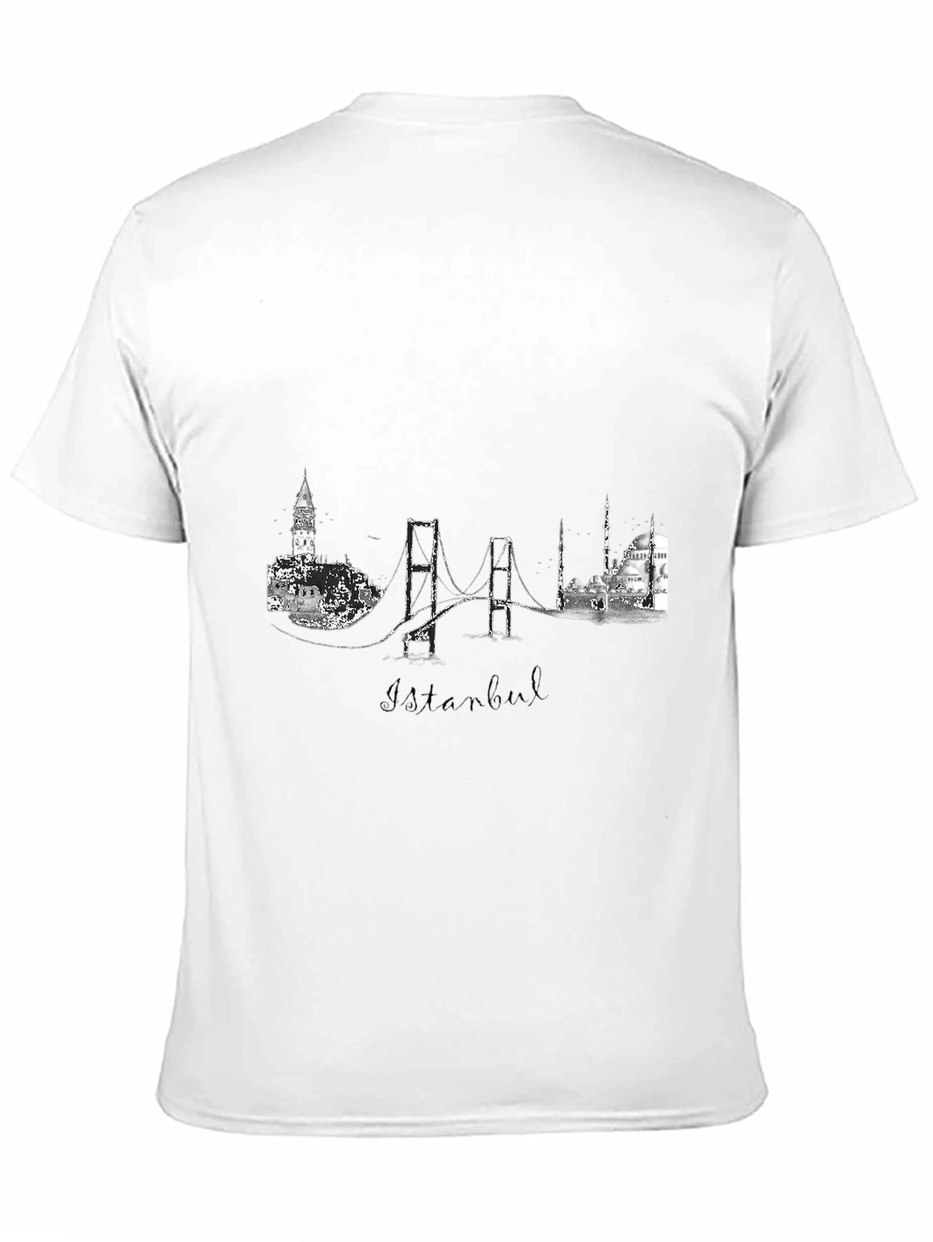 Istanbul Skyline Graphic Print Black T-Shirt