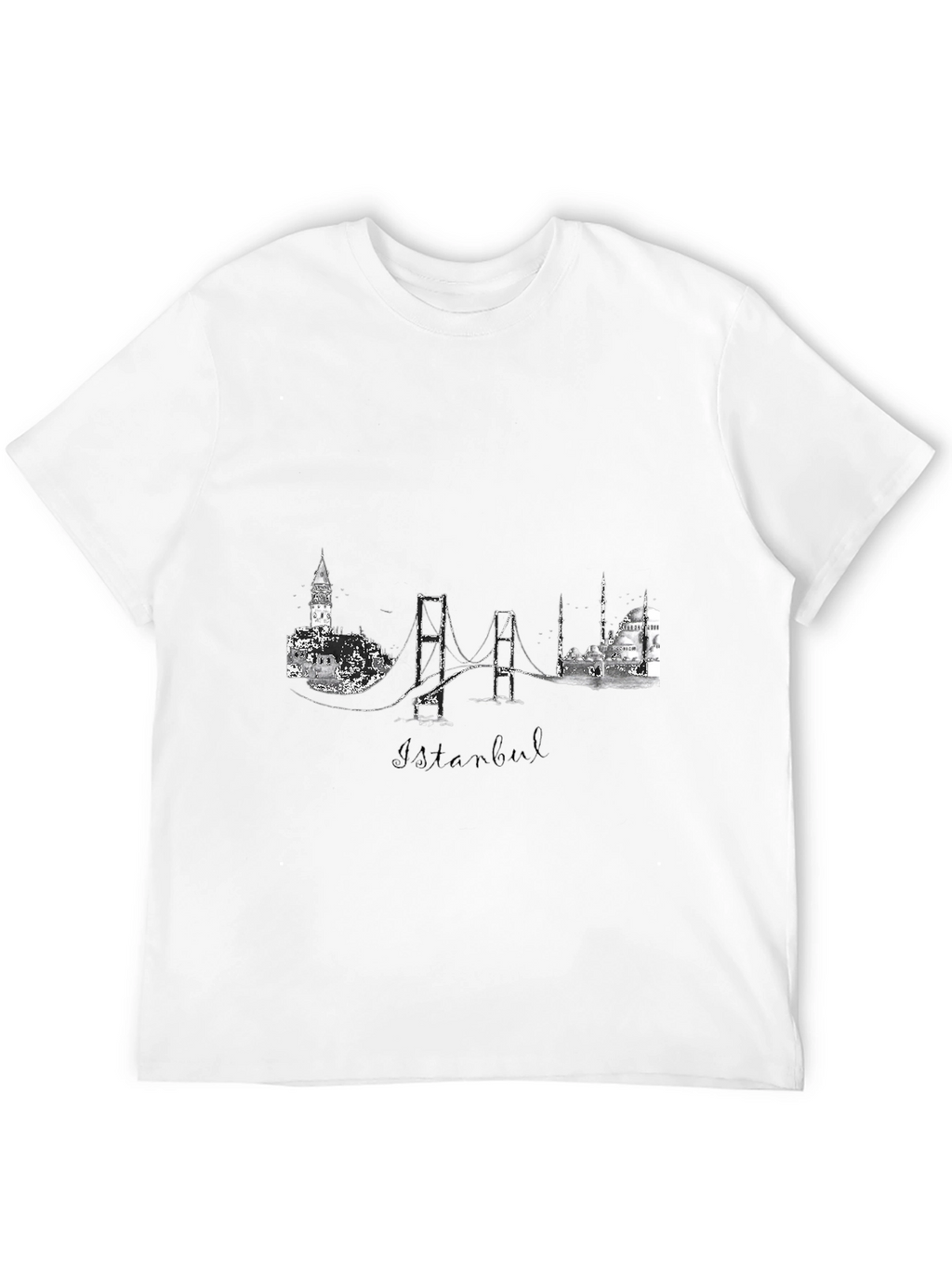 Istanbul Skyline Graphic Print Black T-Shirt