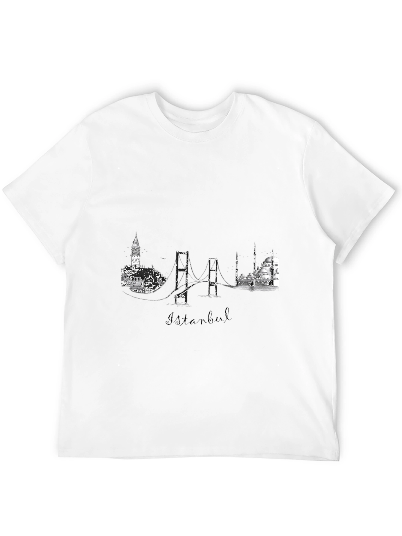 Istanbul Skyline Graphic Print Black T-Shirt