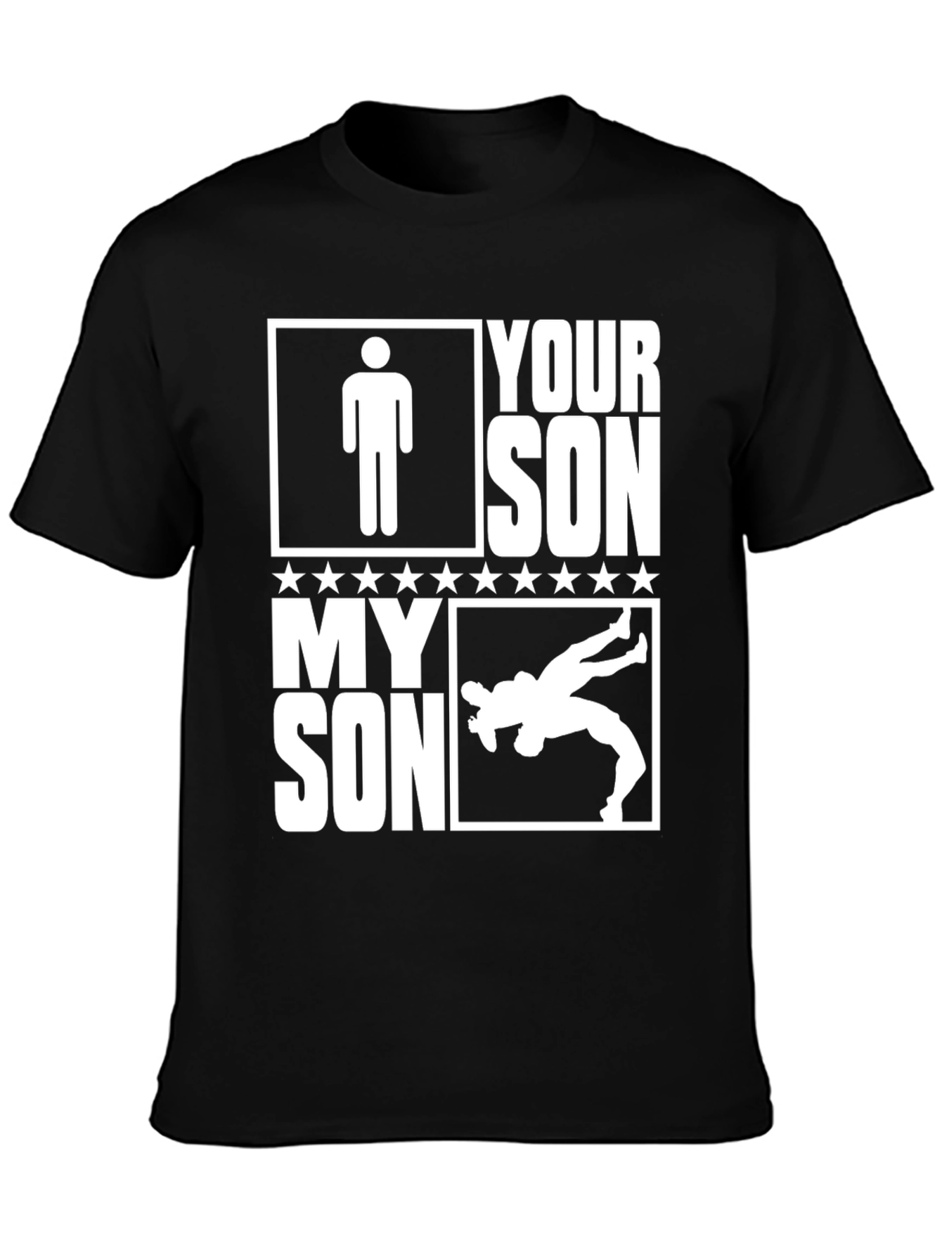 Your Son My Son Wrestler Graphic Tee - Black Cotton