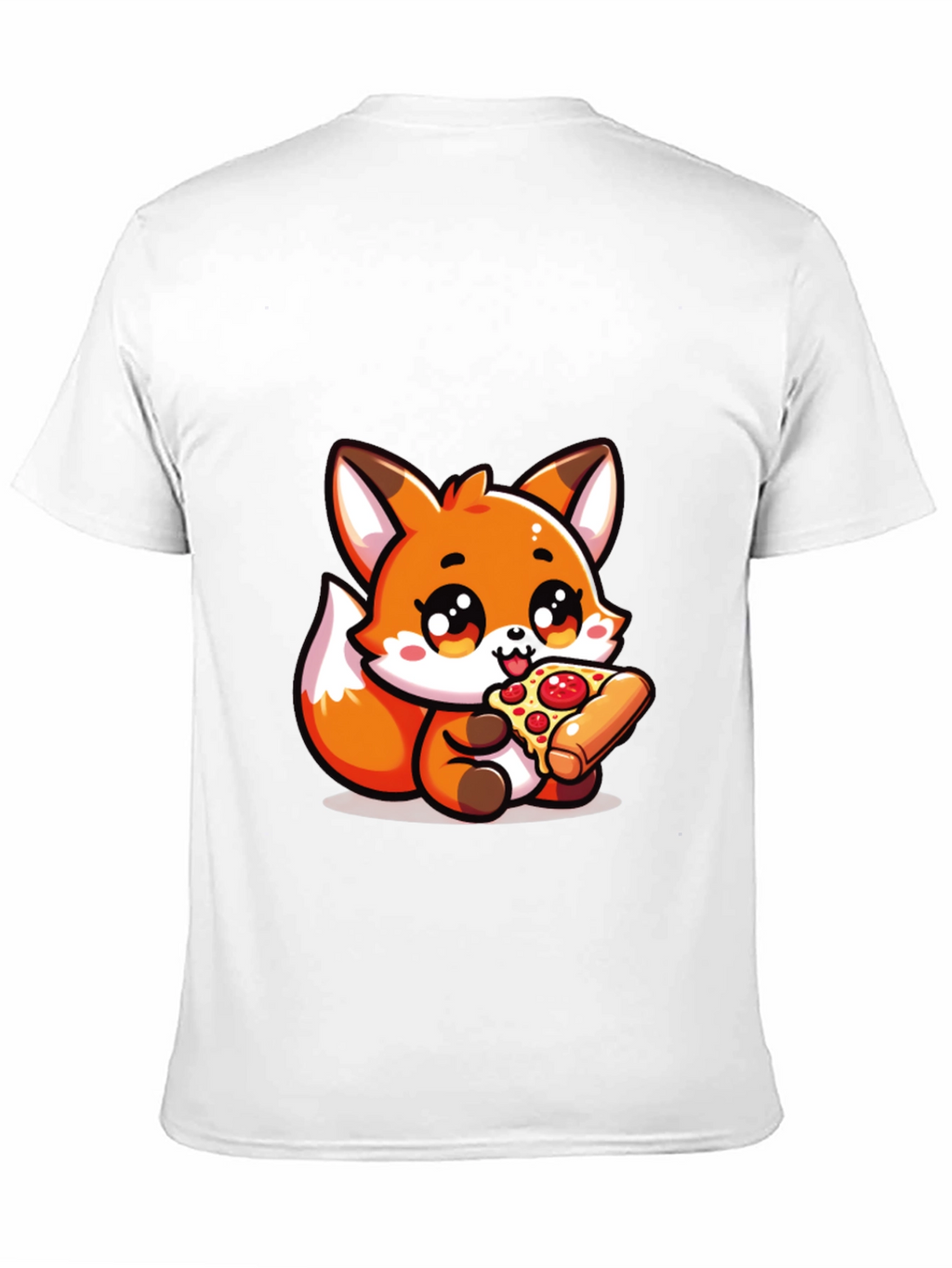 Cute Fox Pizza Lover Black T-Shirt