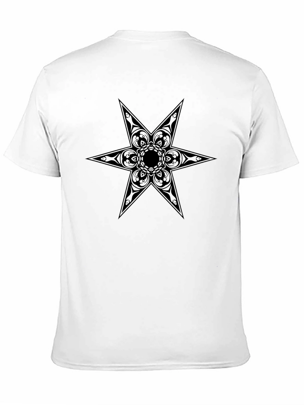 Black Graphic Tee - Ornamental Star Design
