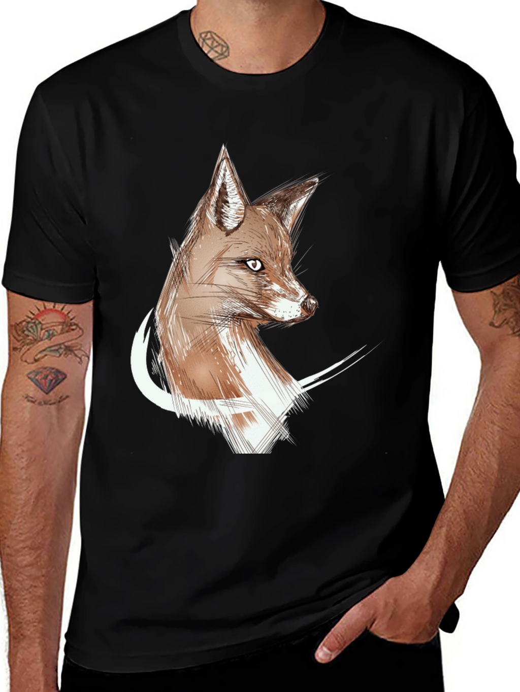 Fox Sketch Graphic Tee - Stylish Unisex T-Shirt