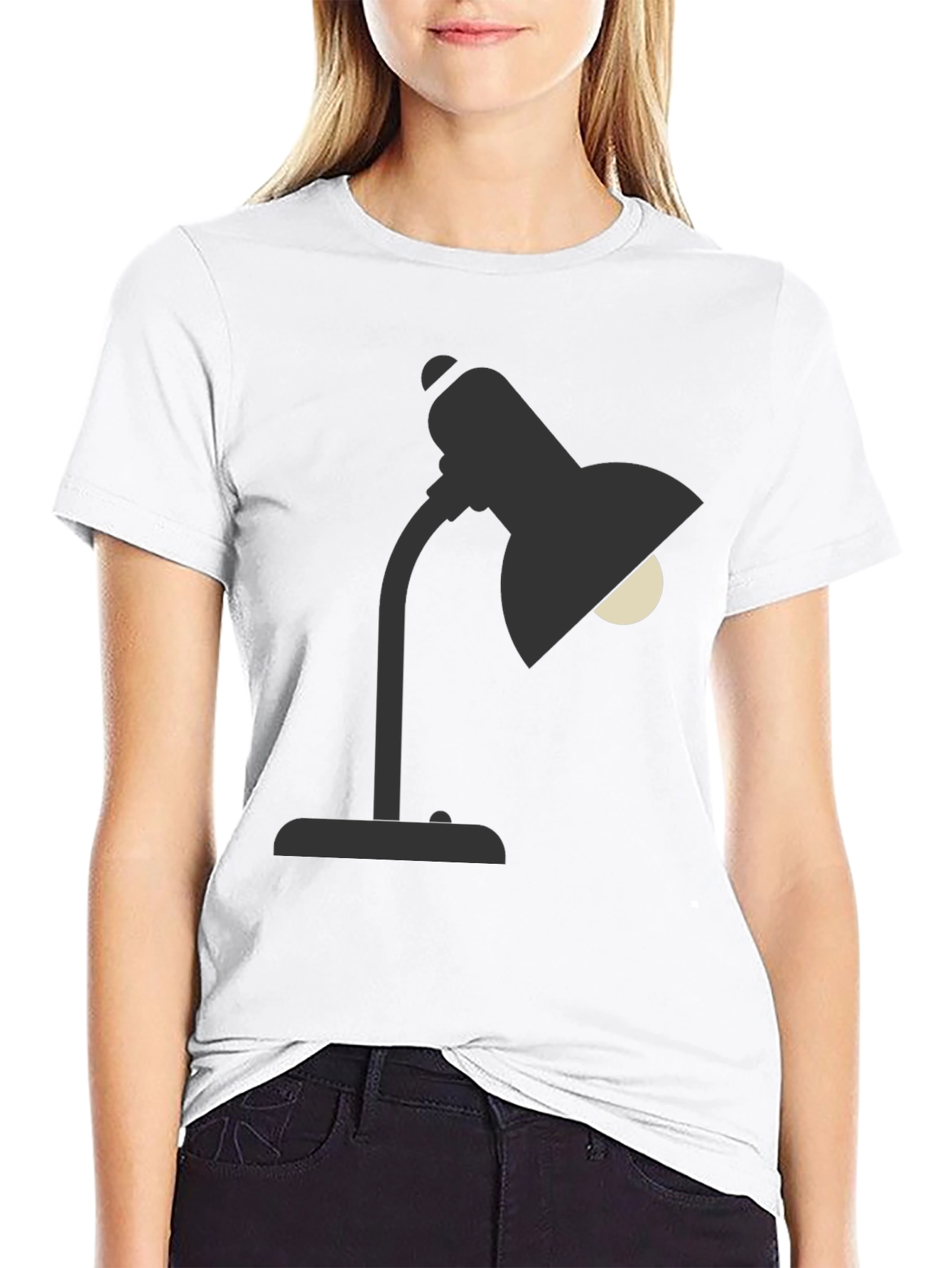 Desk Lamp Graphic Tee - Modern Black T-Shirt
