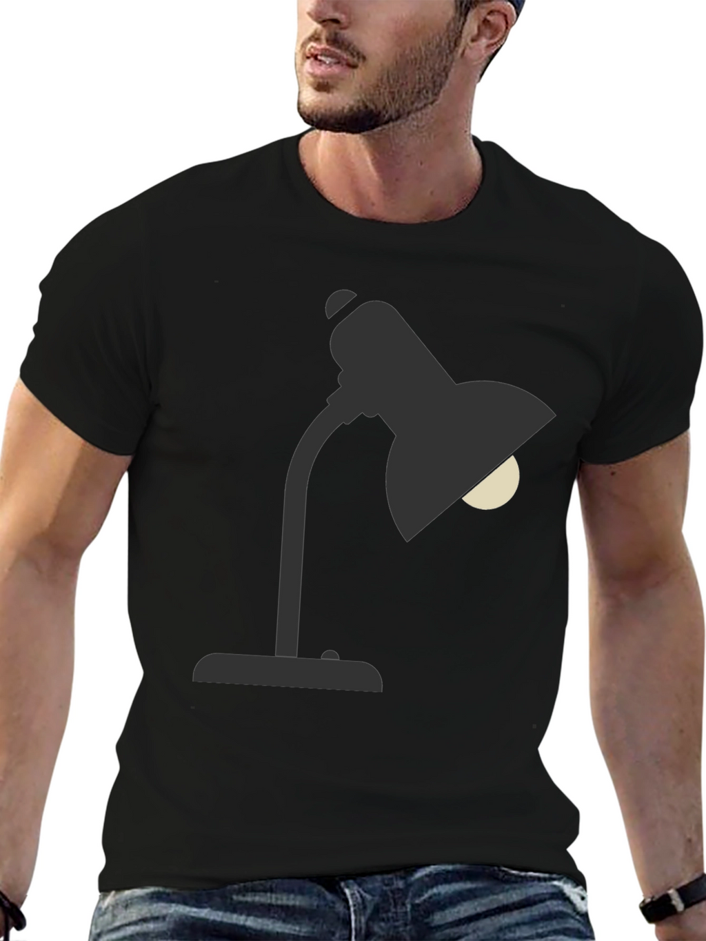 Desk Lamp Graphic Tee - Modern Black T-Shirt