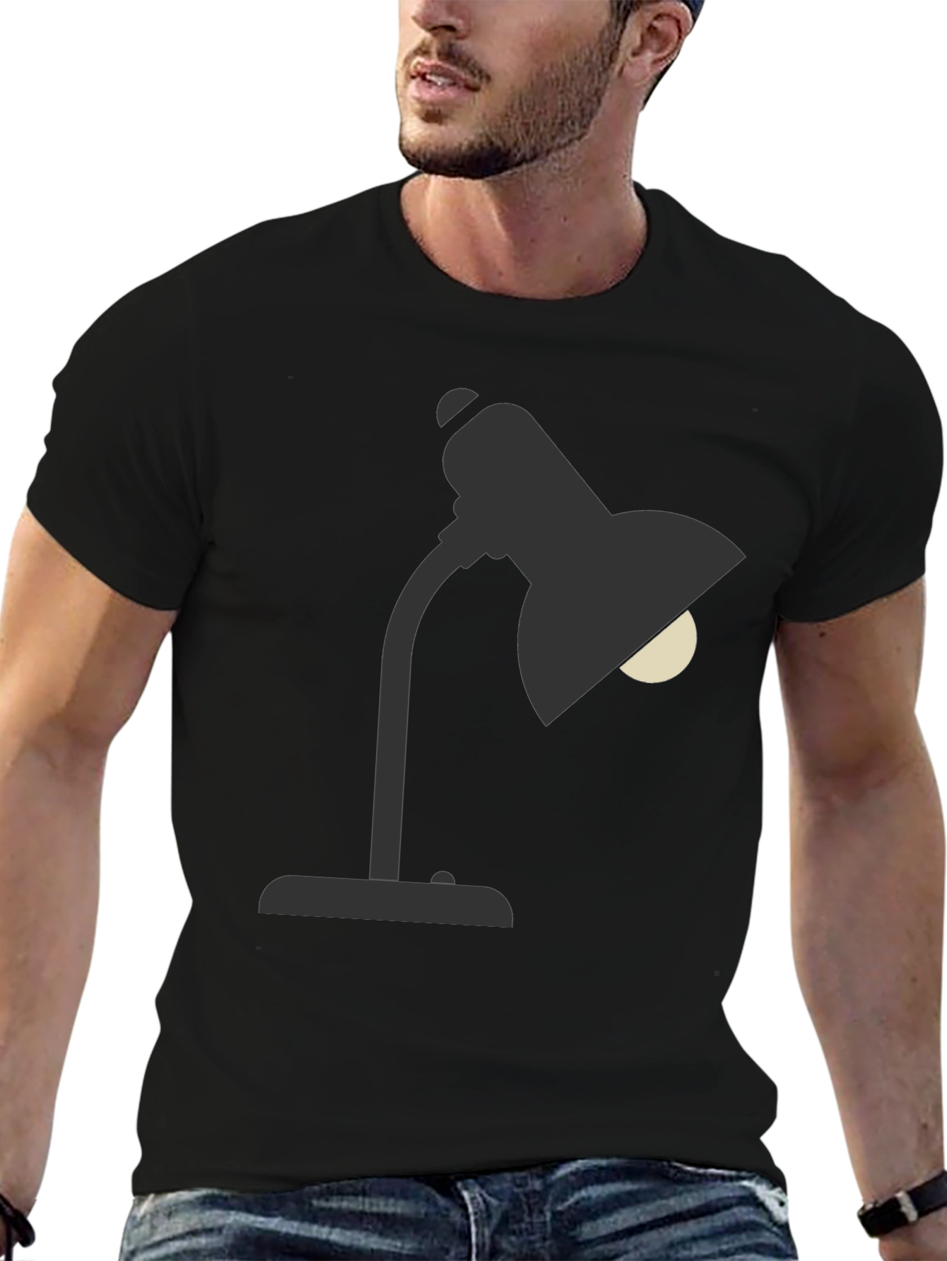 Desk Lamp Graphic Tee - Modern Black T-Shirt