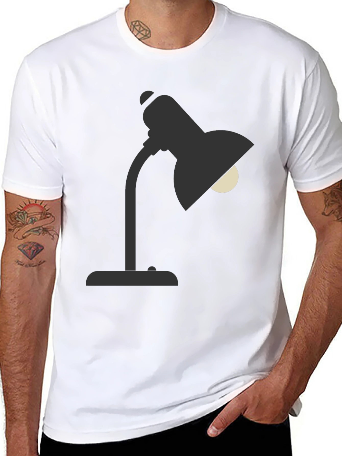 Desk Lamp Graphic Tee - Modern Black T-Shirt