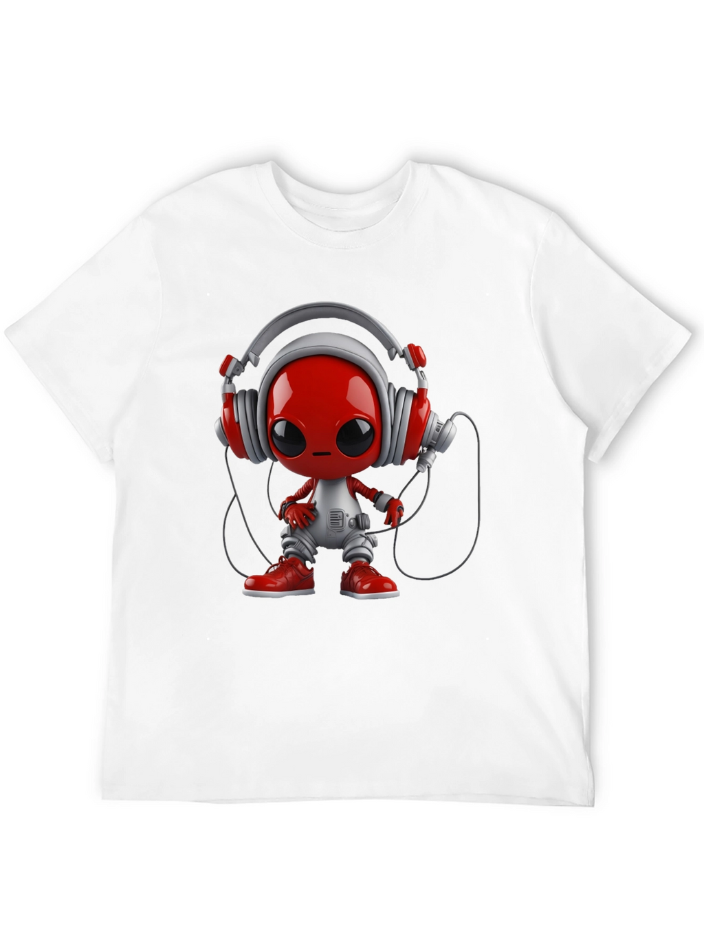 Stylish Black T-Shirt with Alien DJ Graphic