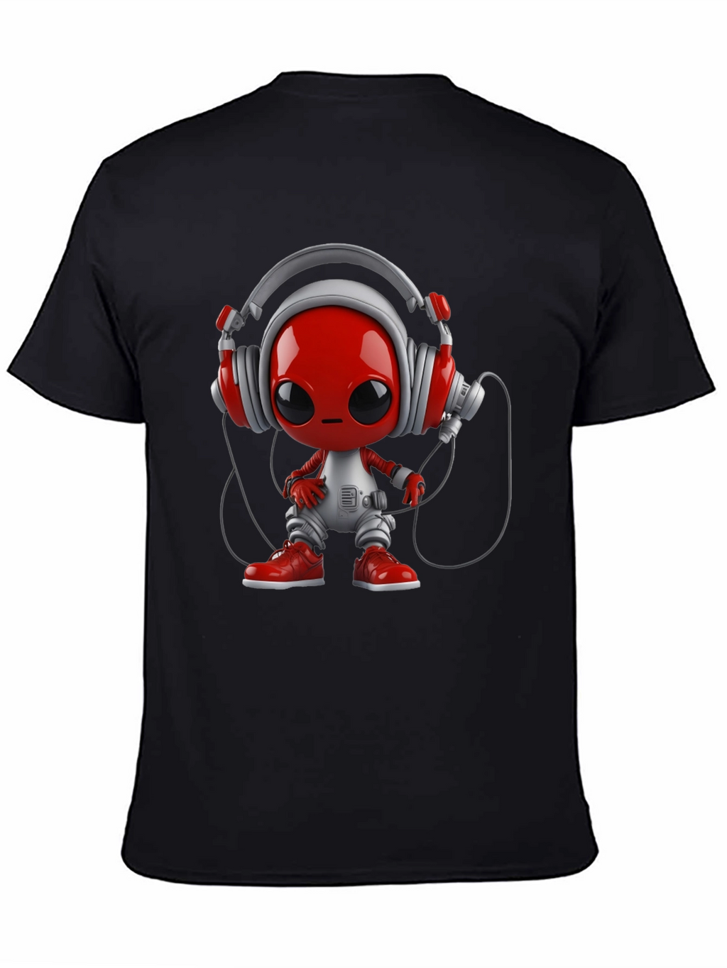 Stylish Black T-Shirt with Alien DJ Graphic