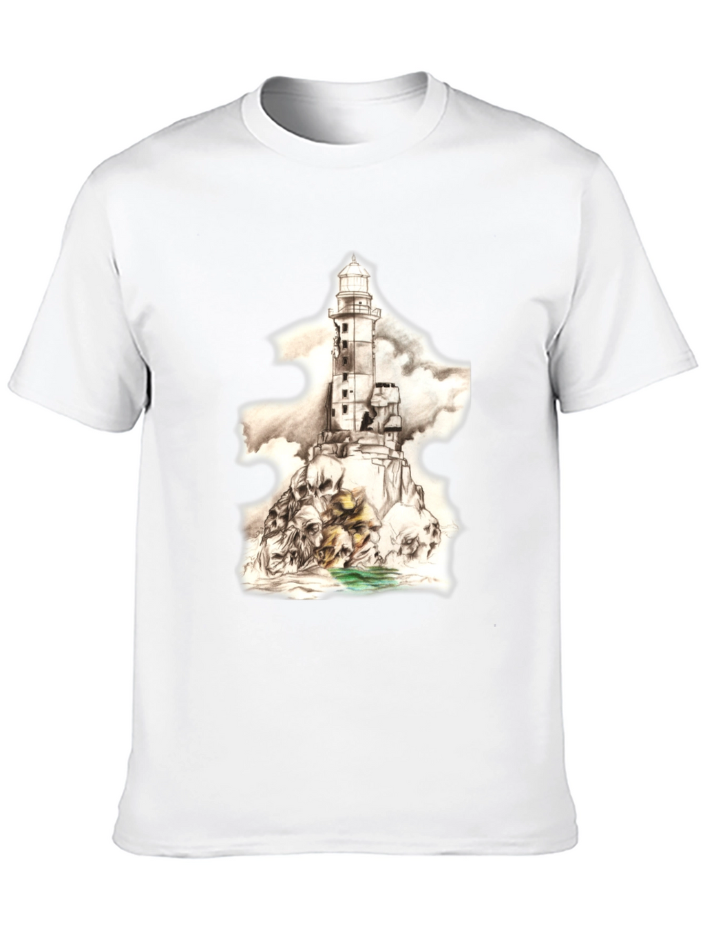 Skull Lighthouse Graphic Tee - Mens Black T-Shirt