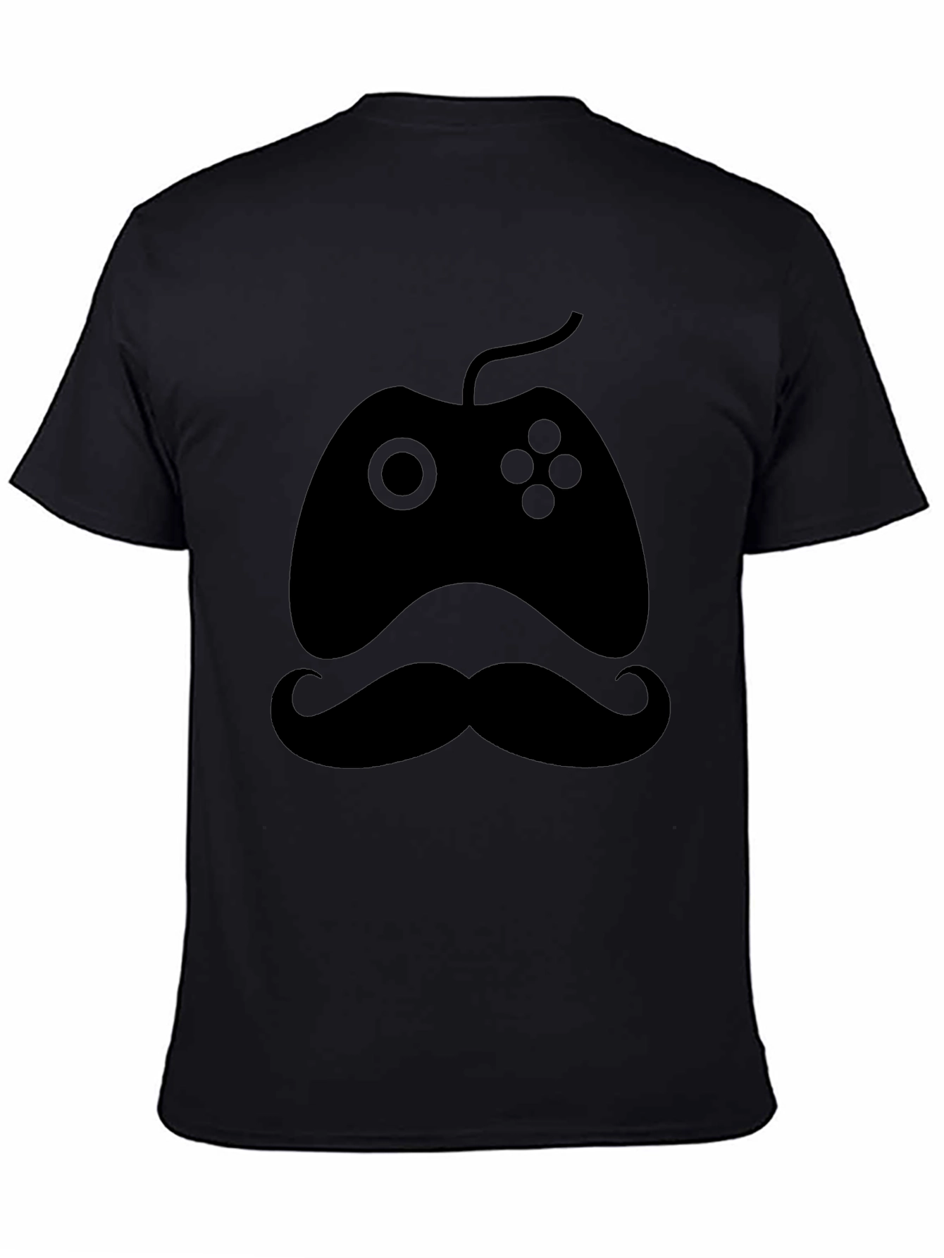 Gamers Mustache Tee - Black Cotton Blend