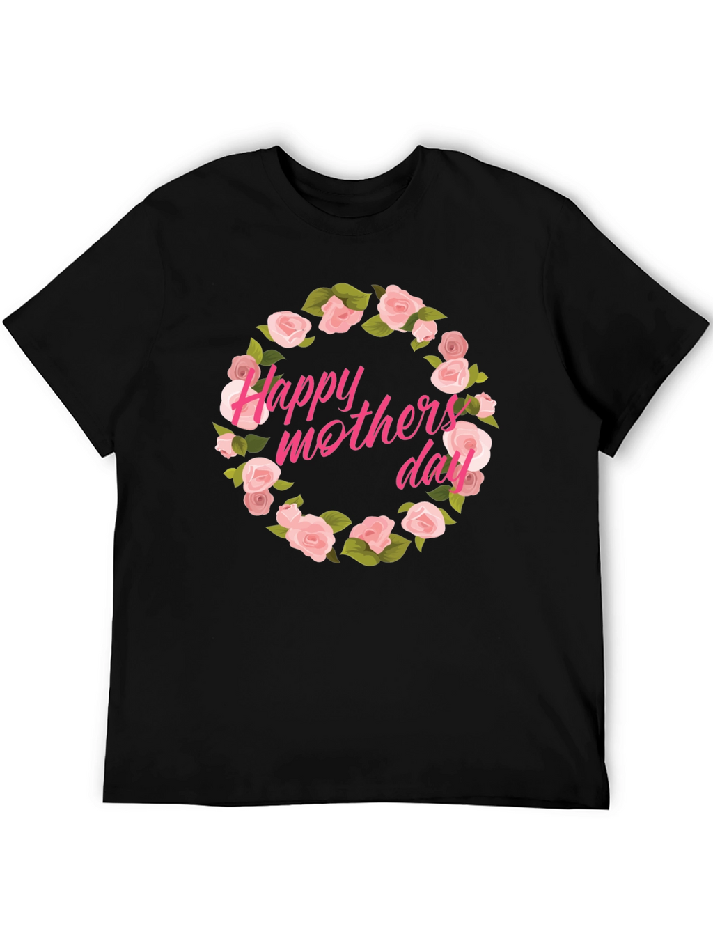 Happy Mothers Day Floral T-Shirt - Black