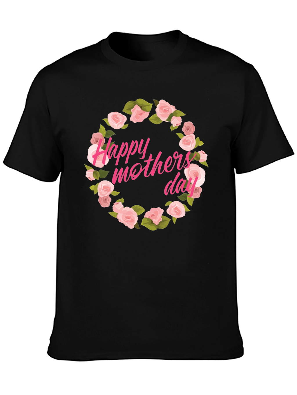 Happy Mothers Day Floral T-Shirt - Black