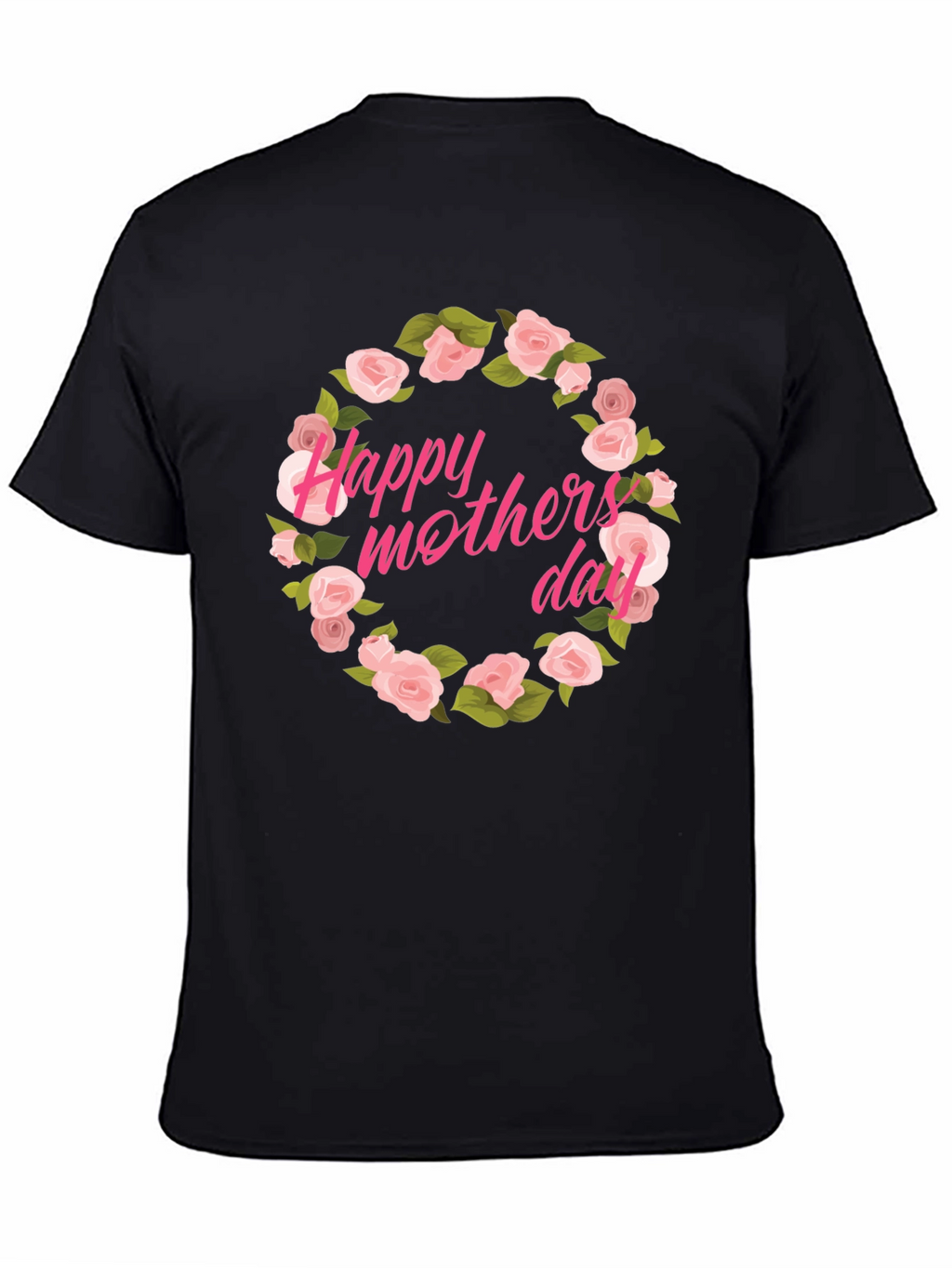 Happy Mothers Day Floral T-Shirt - Black