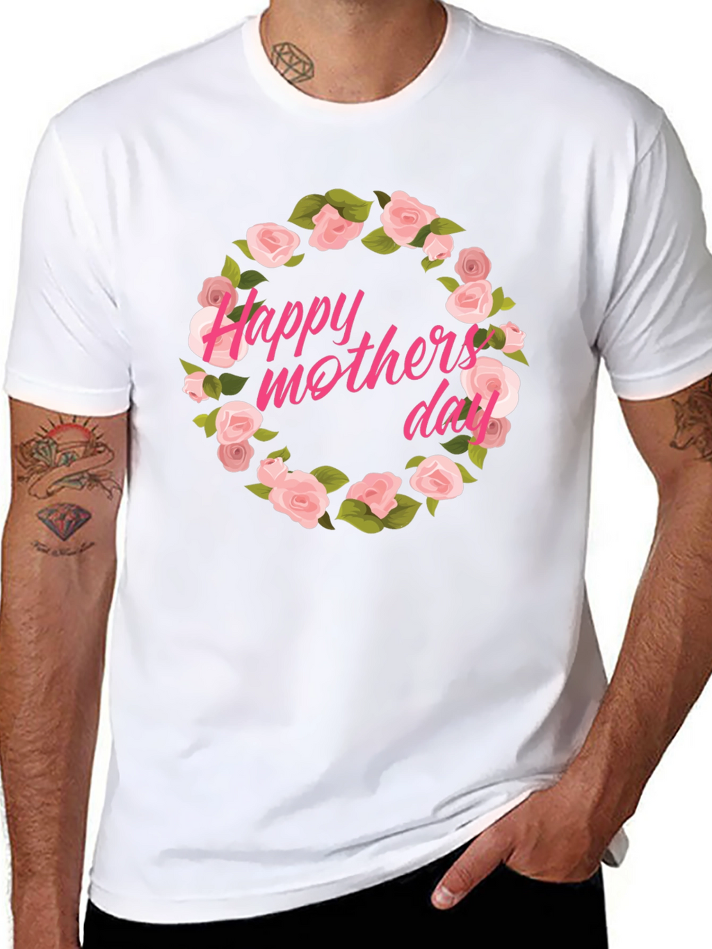 Happy Mothers Day Floral T-Shirt - Black