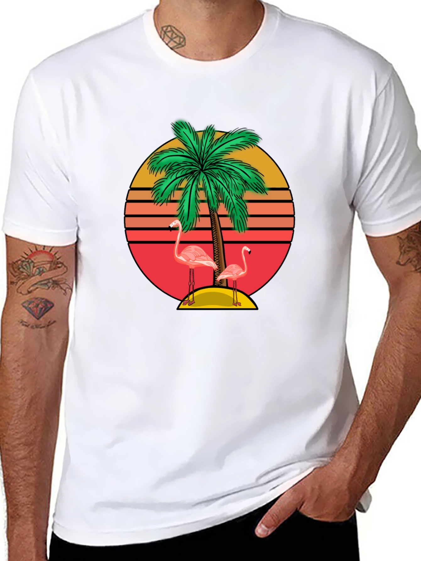 Retro Flamingo Palm Tee