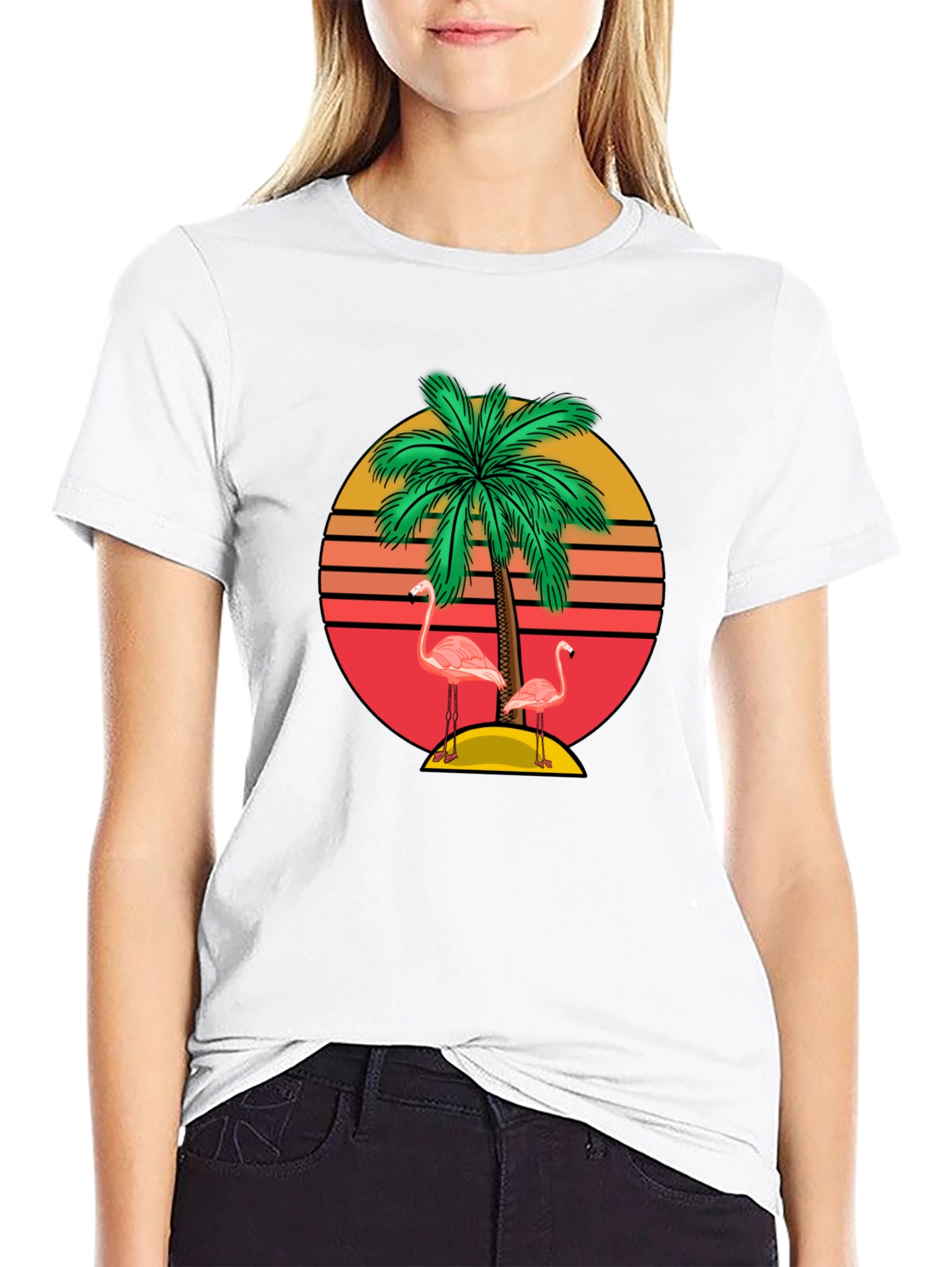 Retro Flamingo Palm Tee