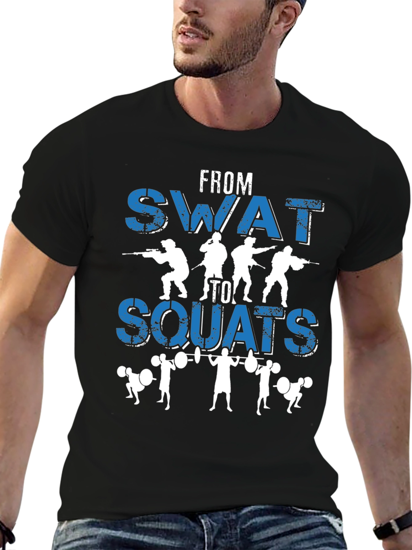From SWAT to Squats Black T-Shirt