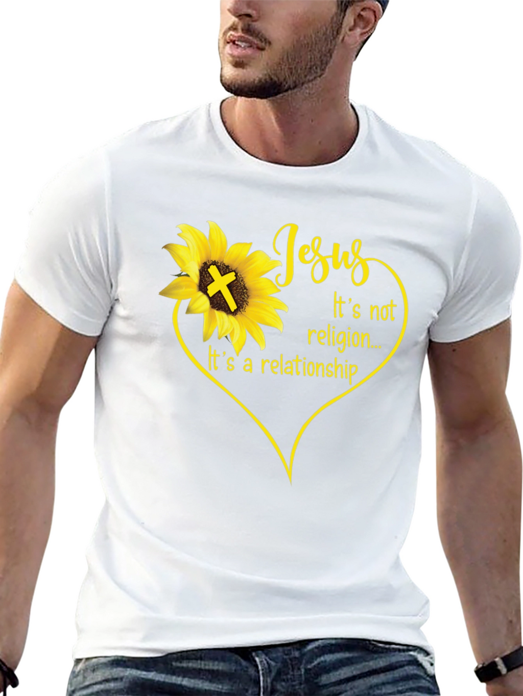 Jesus Sunflower Christian T-Shirt - Its a Relationship