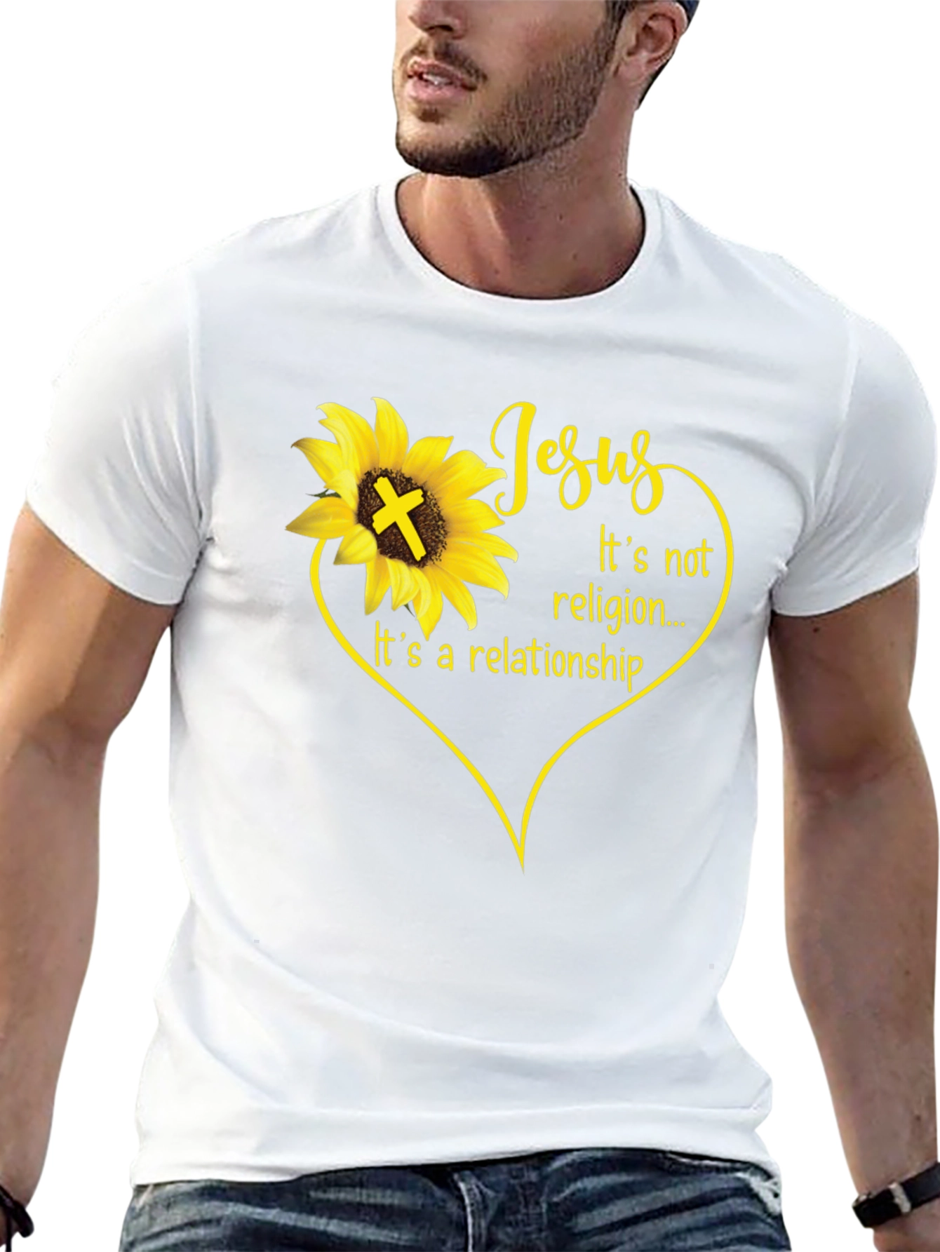 Jesus Sunflower Christian T-Shirt - Its a Relationship