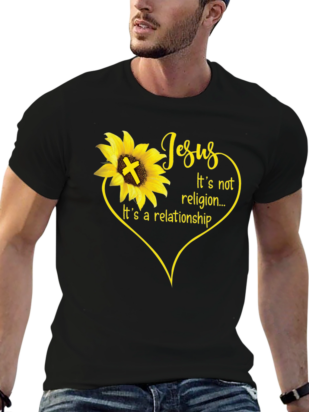 Jesus Sunflower Christian T-Shirt - Its a Relationship