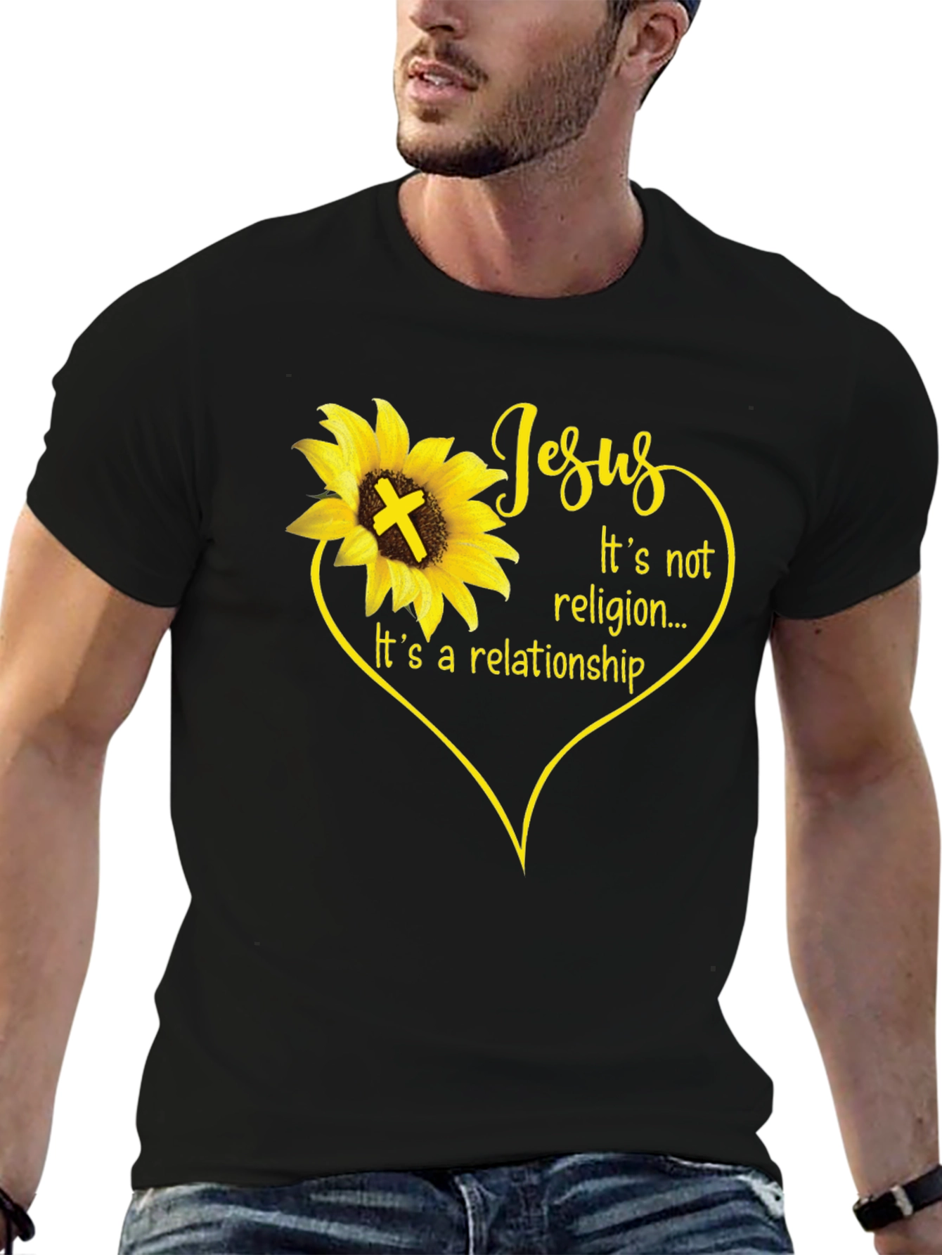 Jesus Sunflower Christian T-Shirt - Its a Relationship