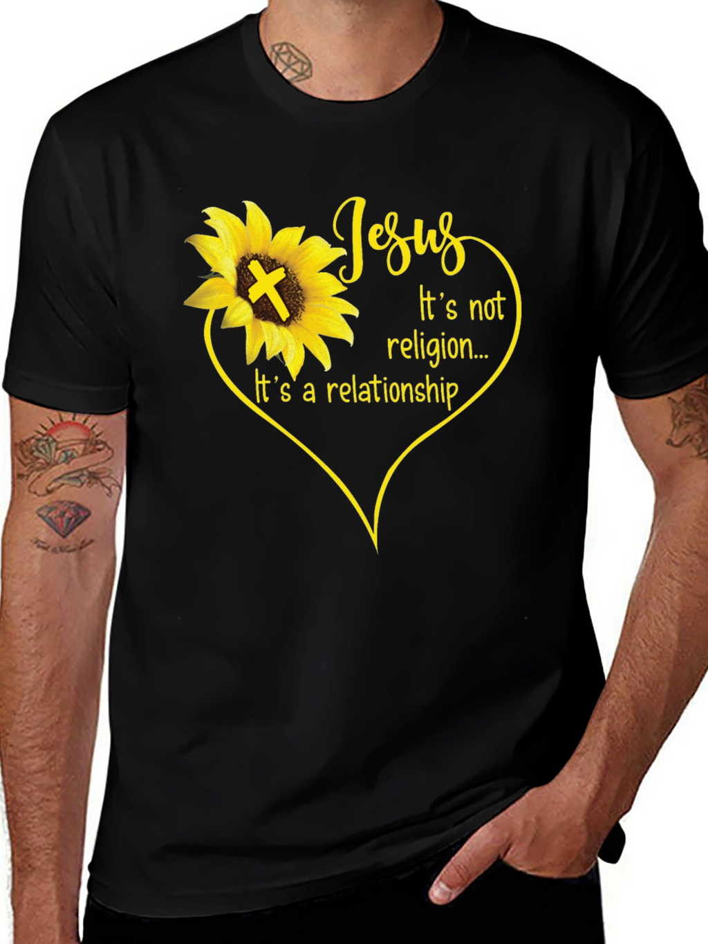 Jesus Sunflower Christian T-Shirt - Its a Relationship