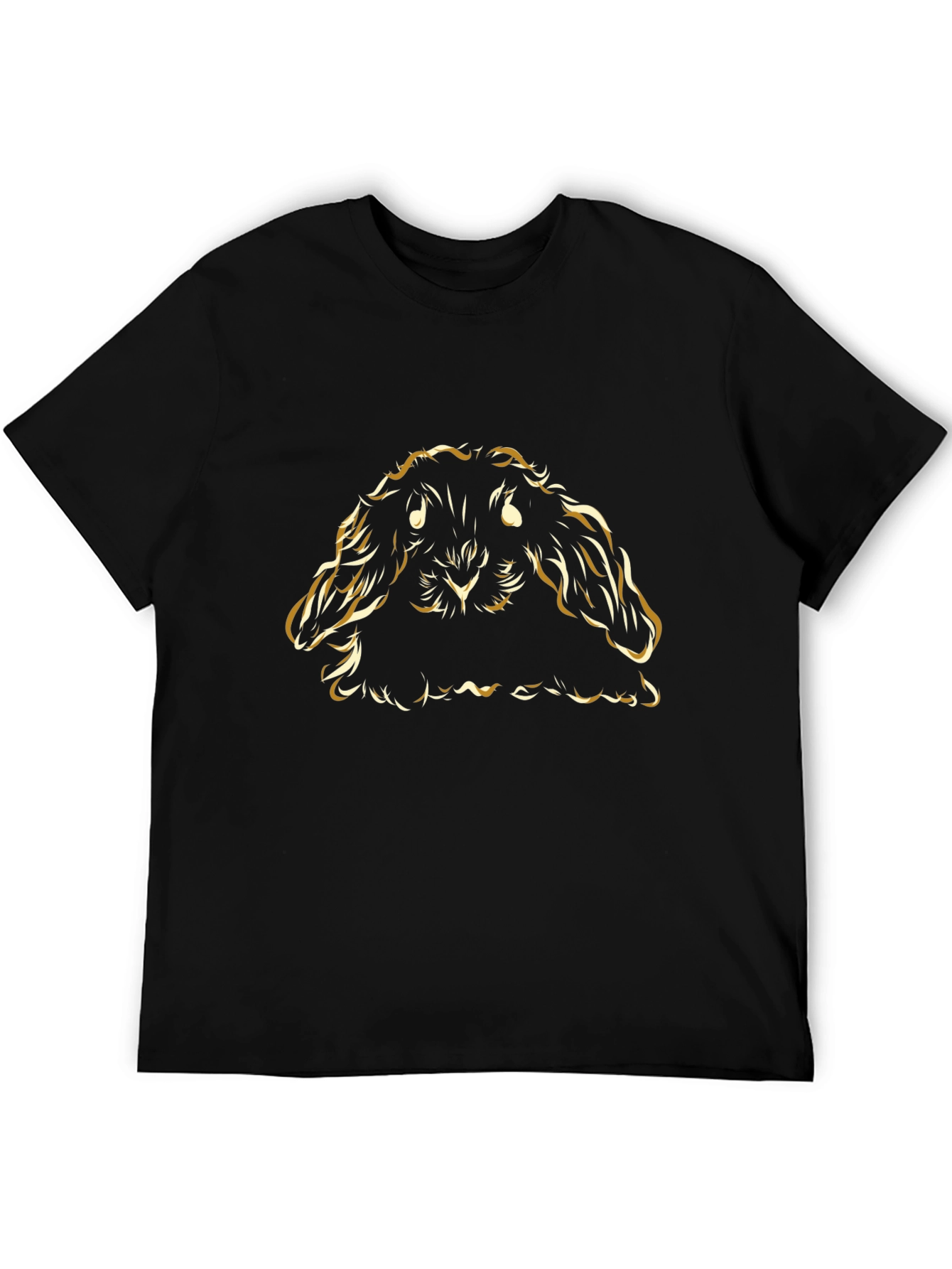 Gold Bunny Graphic T-Shirt - Black