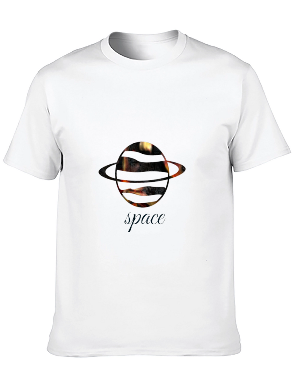 Space Saturn Graphic Black T-Shirt