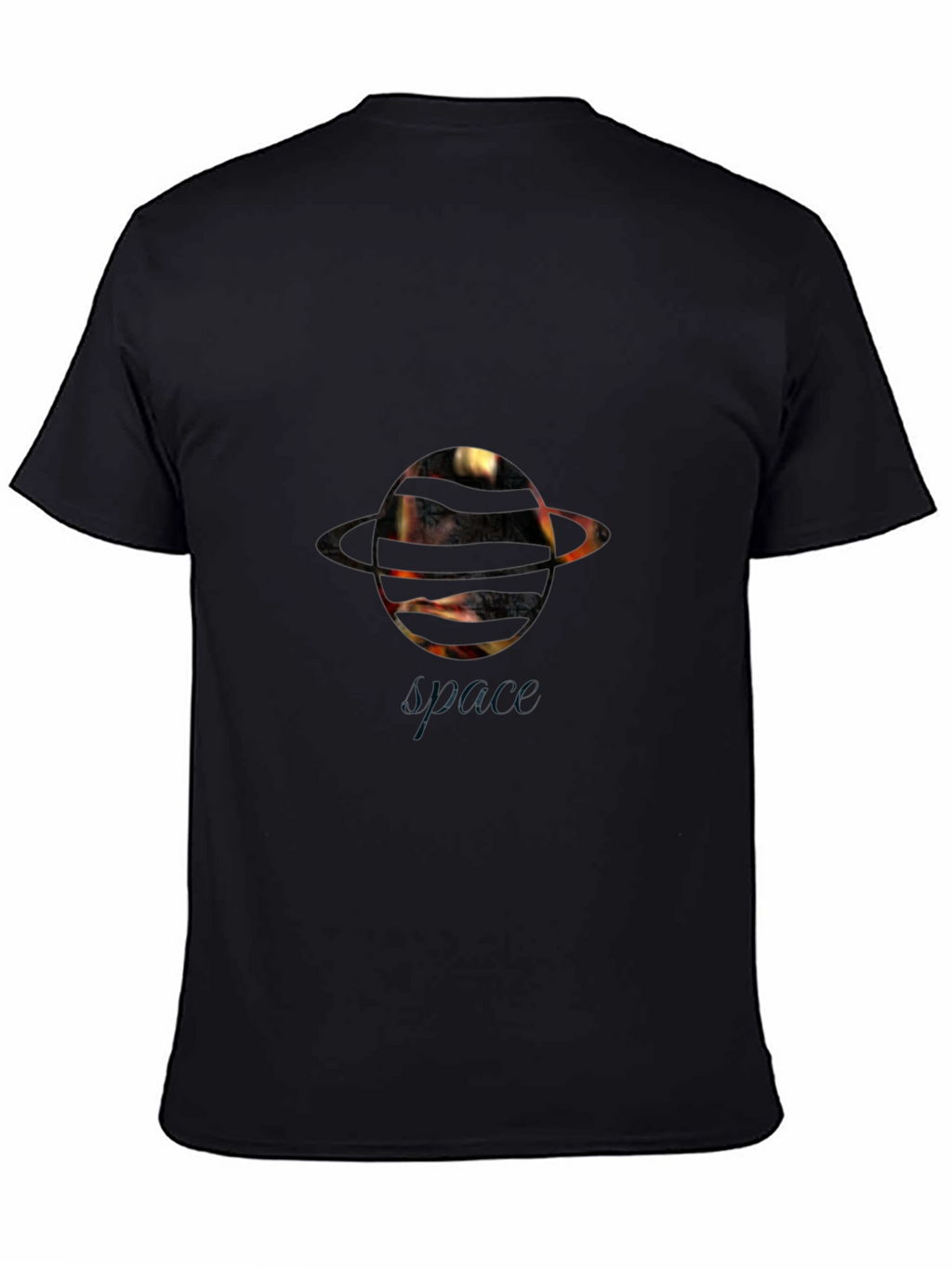 Space Saturn Graphic Black T-Shirt