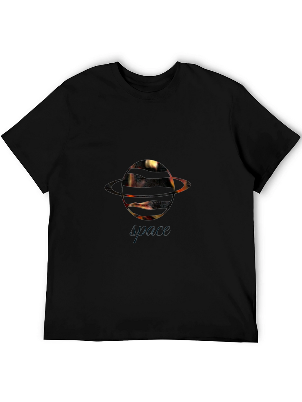 Space Saturn Graphic Black T-Shirt