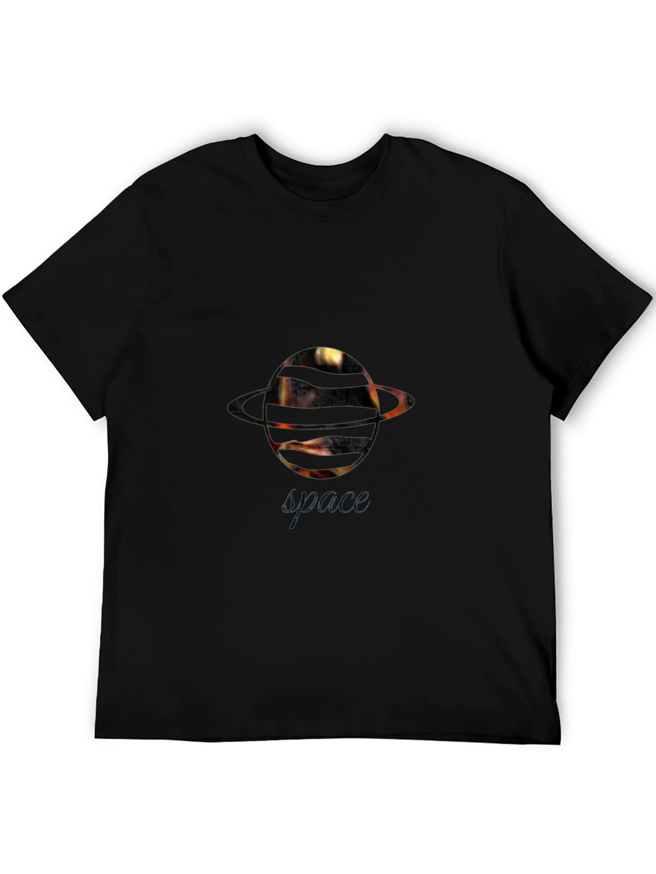 Space Saturn Graphic Black T-Shirt