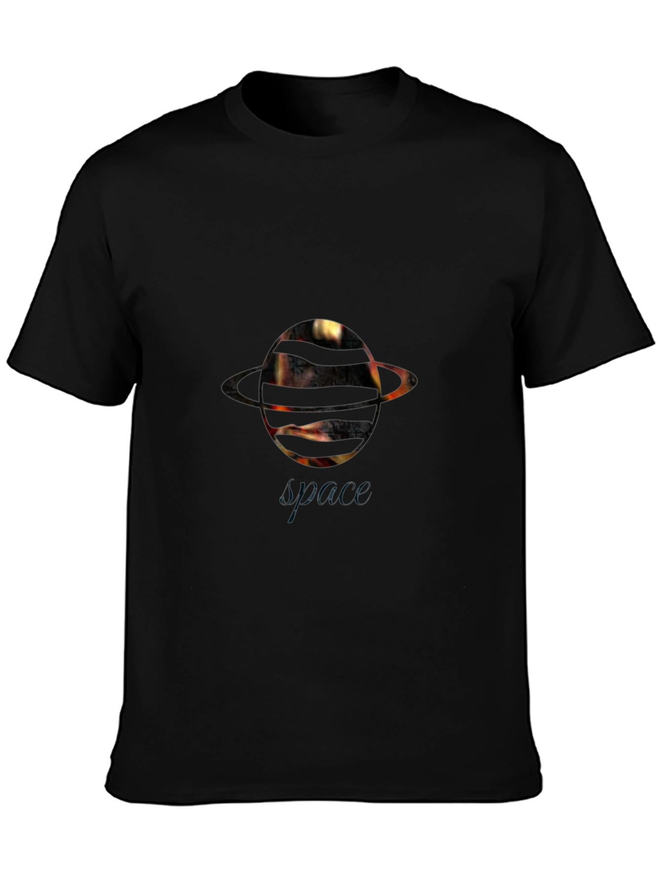 Space Saturn Graphic Black T-Shirt
